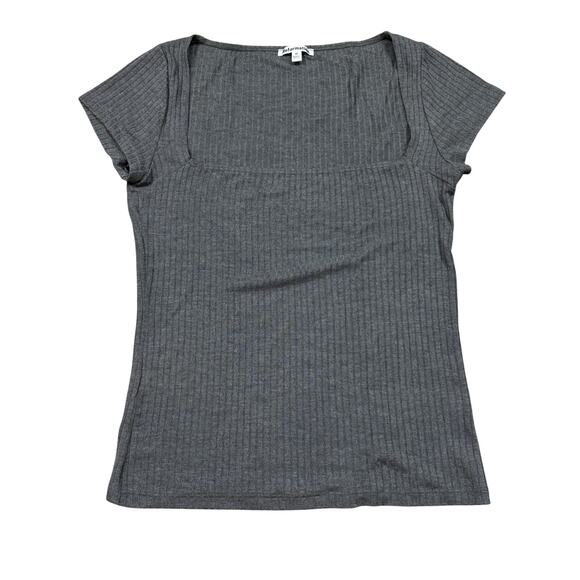 Reformation Bardot Square Neck Ribbed Cap Sleeve Top Women's Medium - Picture 1 of 8